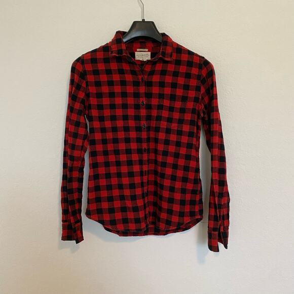 Denim and Supply Ralph Lauren Buffalo Plaid‎ Flannel Shirt RL Tomboy Red Black M - Picture 1 of 6